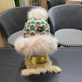 BEANIE HAT IN COLORFUL WOOL AND RABBIT FUR 392116