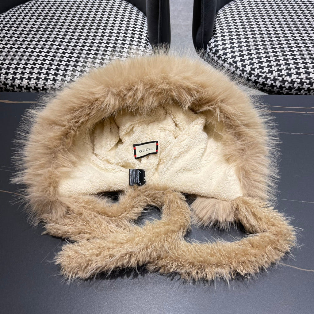 BEANIE HAT IN COLORFUL WOOL AND RABBIT FUR 392117