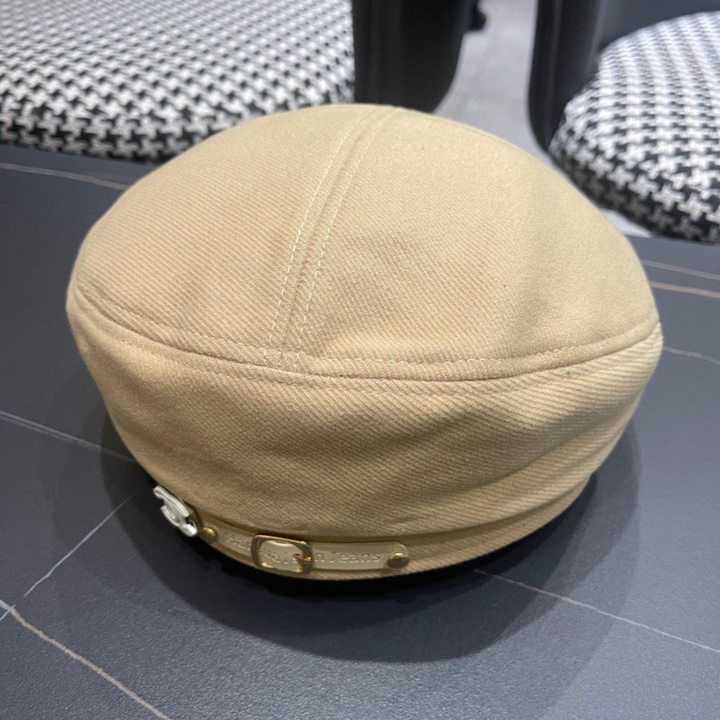 BERET HAT IN OAT YELLOW FABRIC 419384