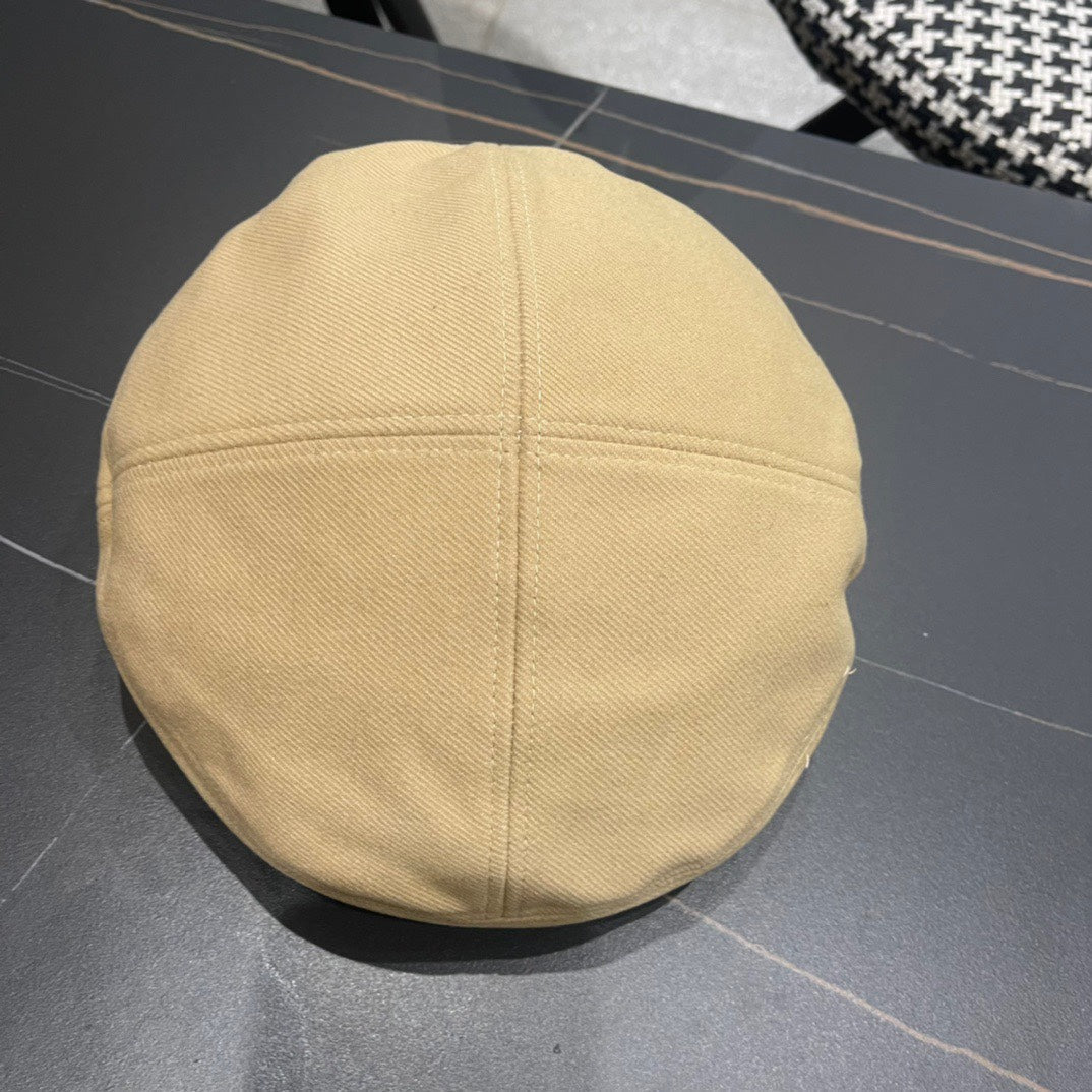 BERET HAT IN OAT YELLOW FABRIC 419384