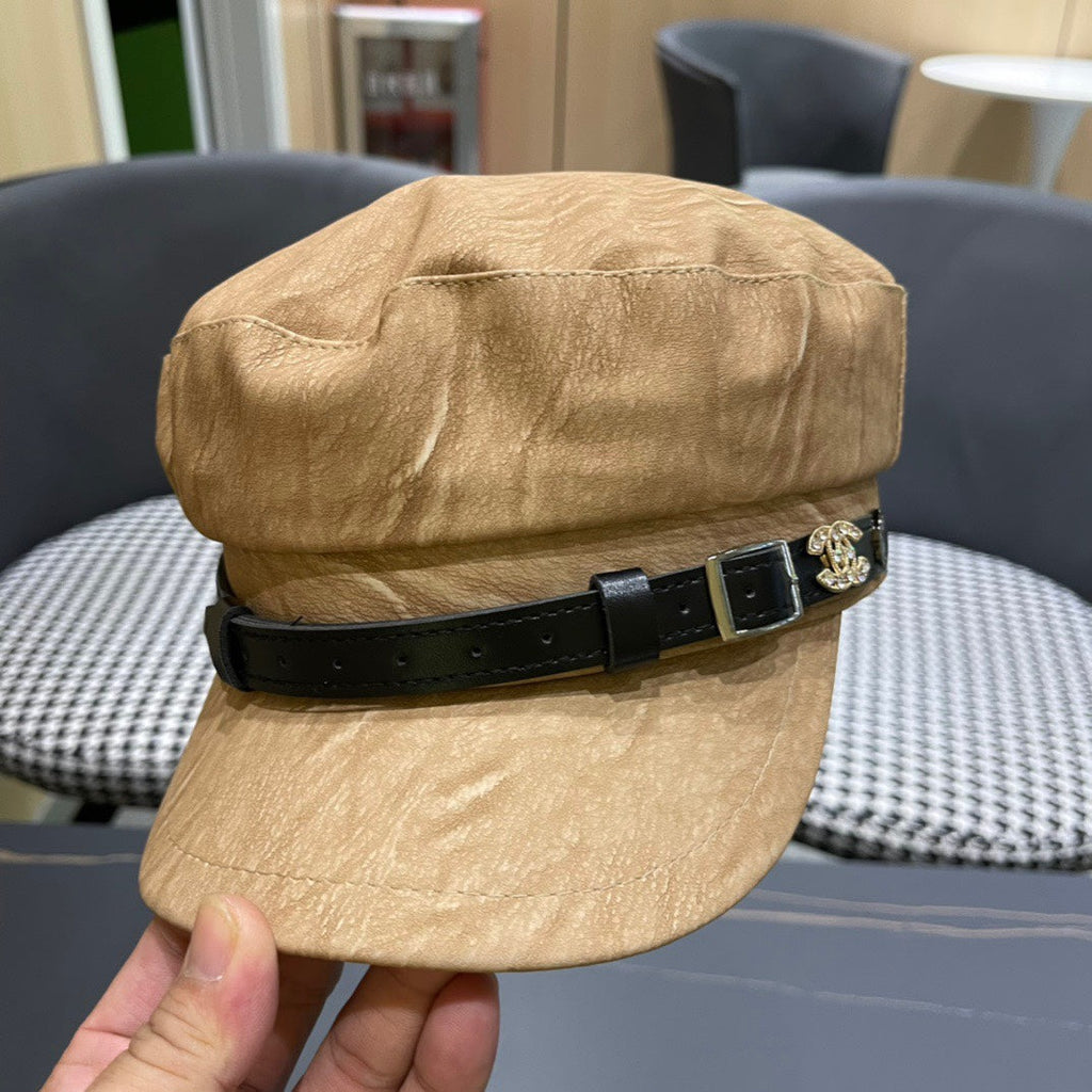 BAKER BOY CAP IN PEANUT BROWN CALFSKIN 420948