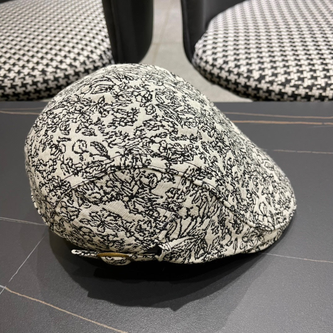 BAKER BOY CAP IN WHITE MIX BLACK FABRIC 431518