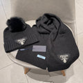 SET SCARF AND HAT IN BLACK CASHMERE AND RABBIT FUR 433246