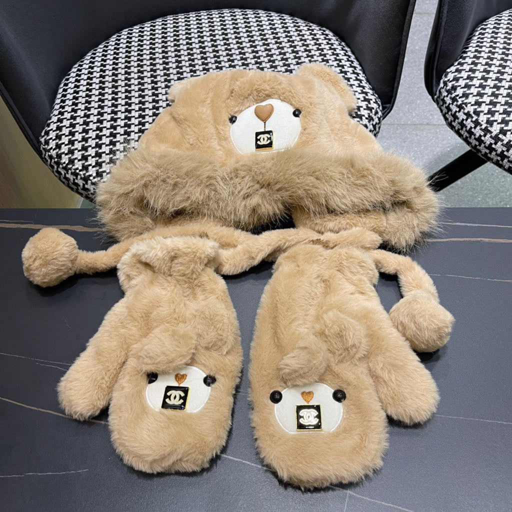 THREE-PIECE SET IN CAMEL BROWN FLEECE AND WOOL 433194