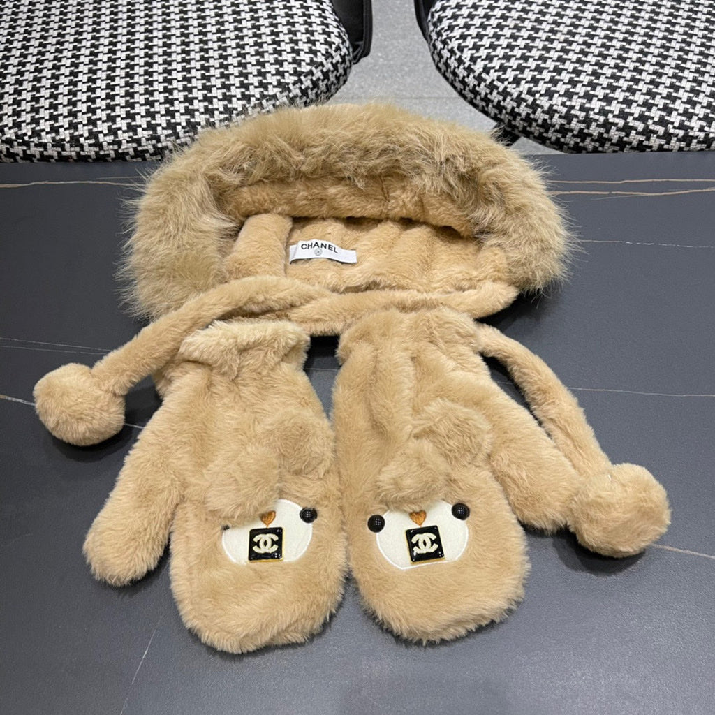 THREE-PIECE SET IN CAMEL BROWN FLEECE AND WOOL 433194