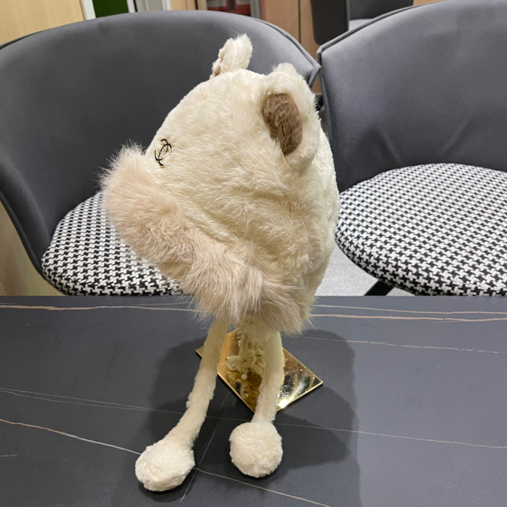 BEANIE HAT IN WHITE LINEN FLEECE AND WOOL 433165