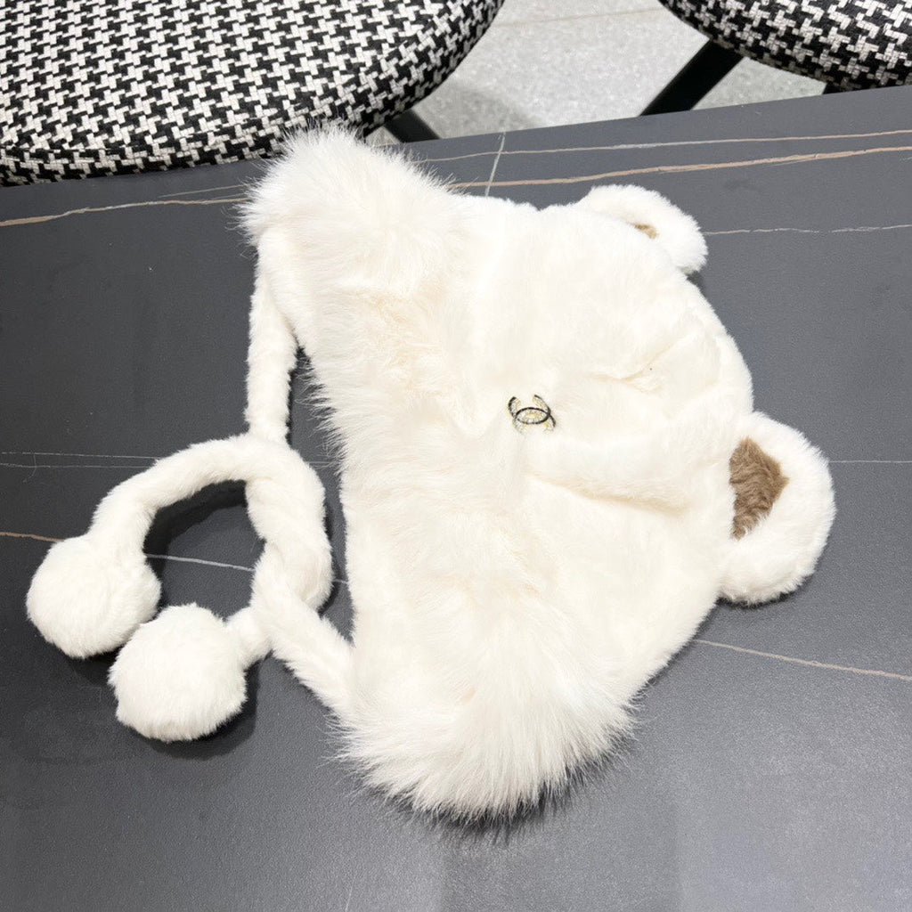 BEANIE HAT IN WHITE FLEECE AND WOOL 433166