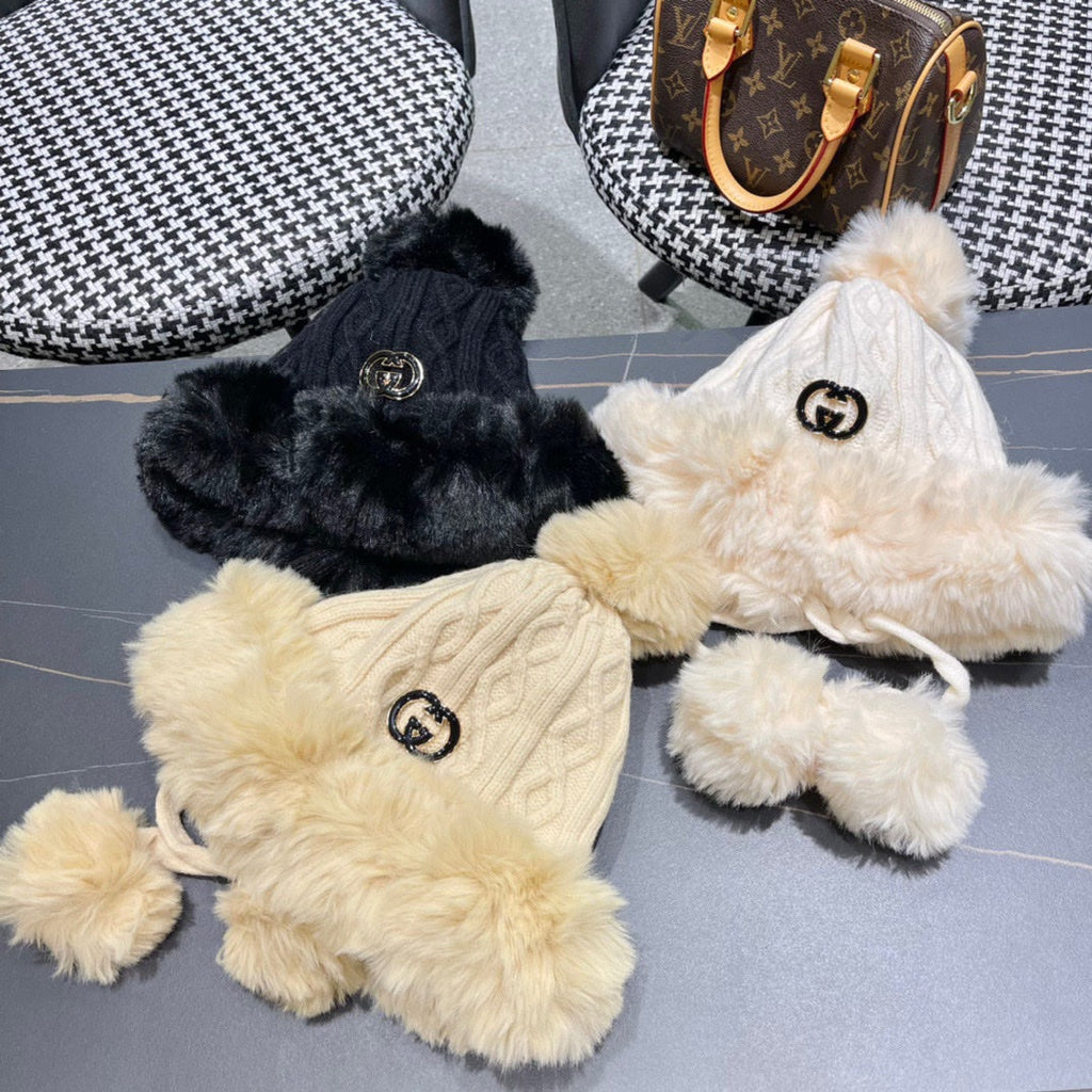 DEERSTALKER HAT IN COOKIE TAN WOOL AND FLEECE 434697