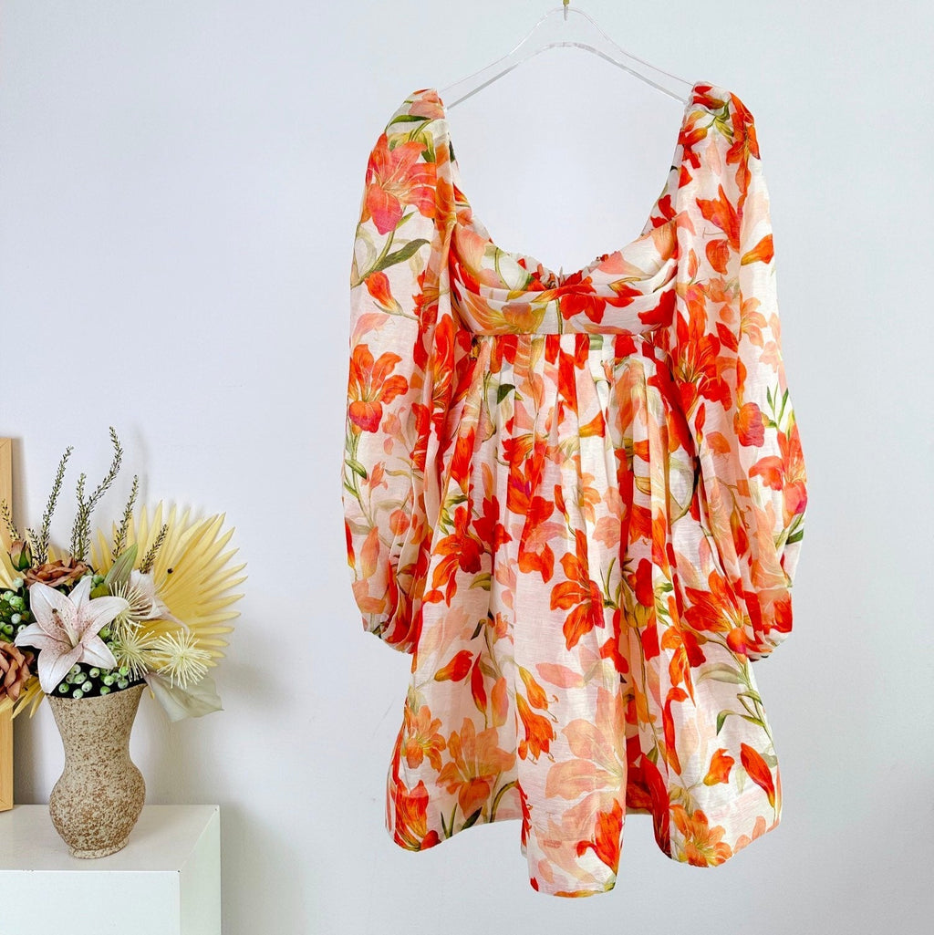 LANTERN SLEEVE MINI DRESS 25S IN SILK 266357