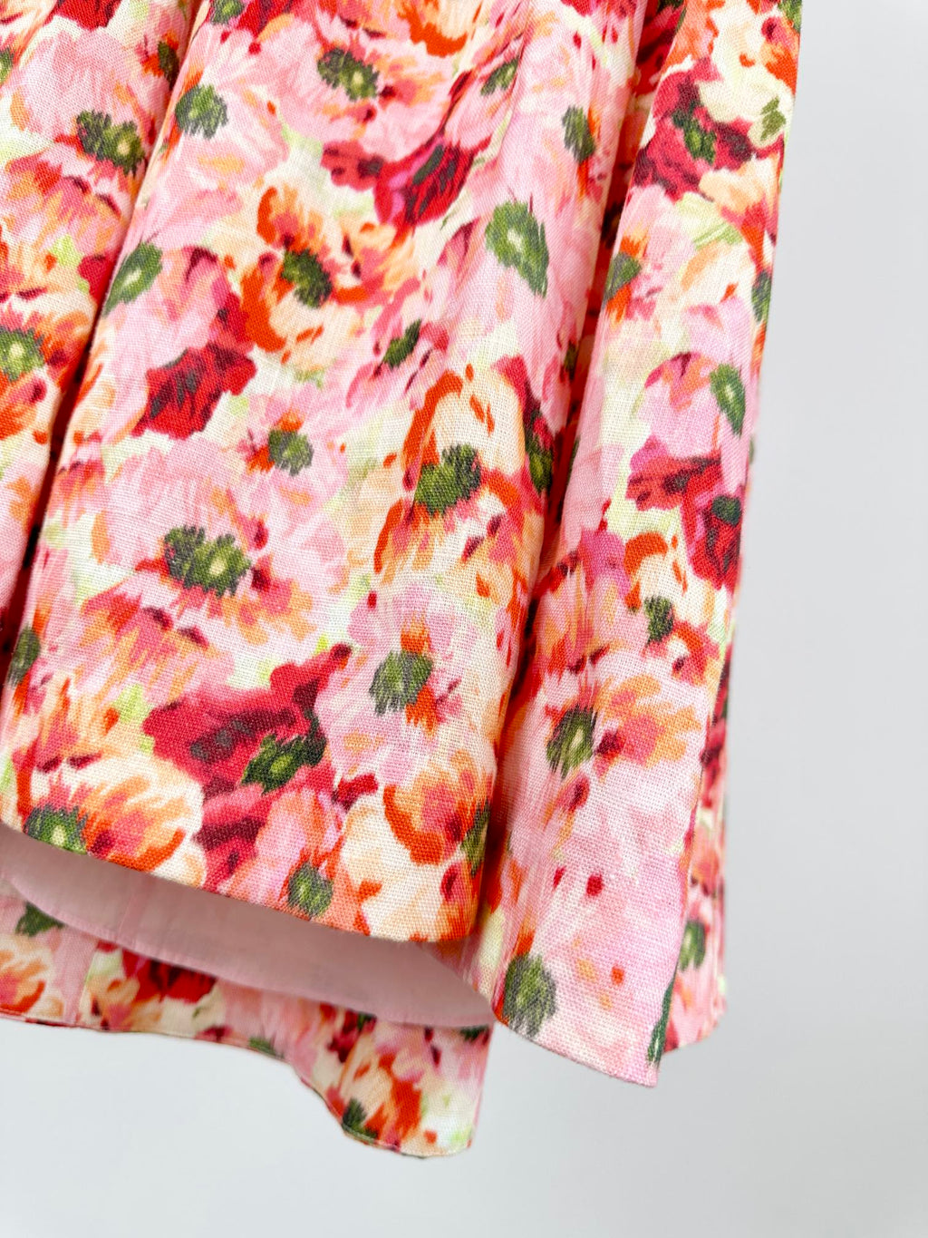 PUFF SLEEVE MINI DRESS 25S RED IN LINEN 266363