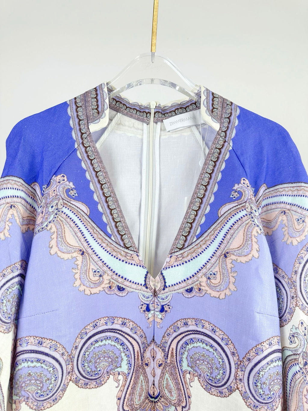 V-NECK PRINTED DRESS BACK ZIPPER