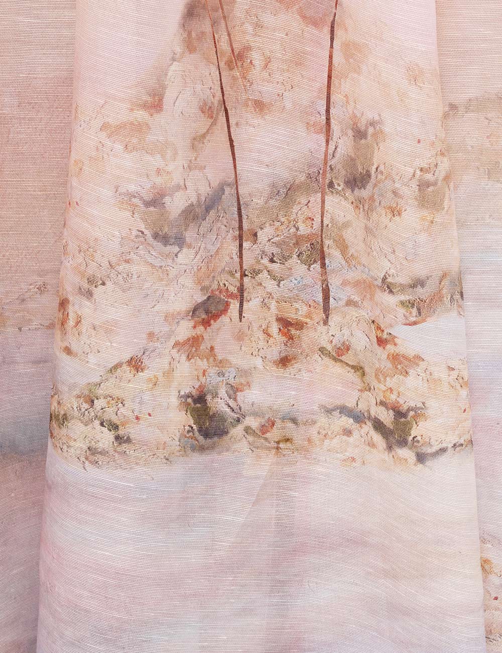 ZIMMER SILK MIDI DRESS IN PASTEL BLUE-GREEN AND LIGHT PURPLE