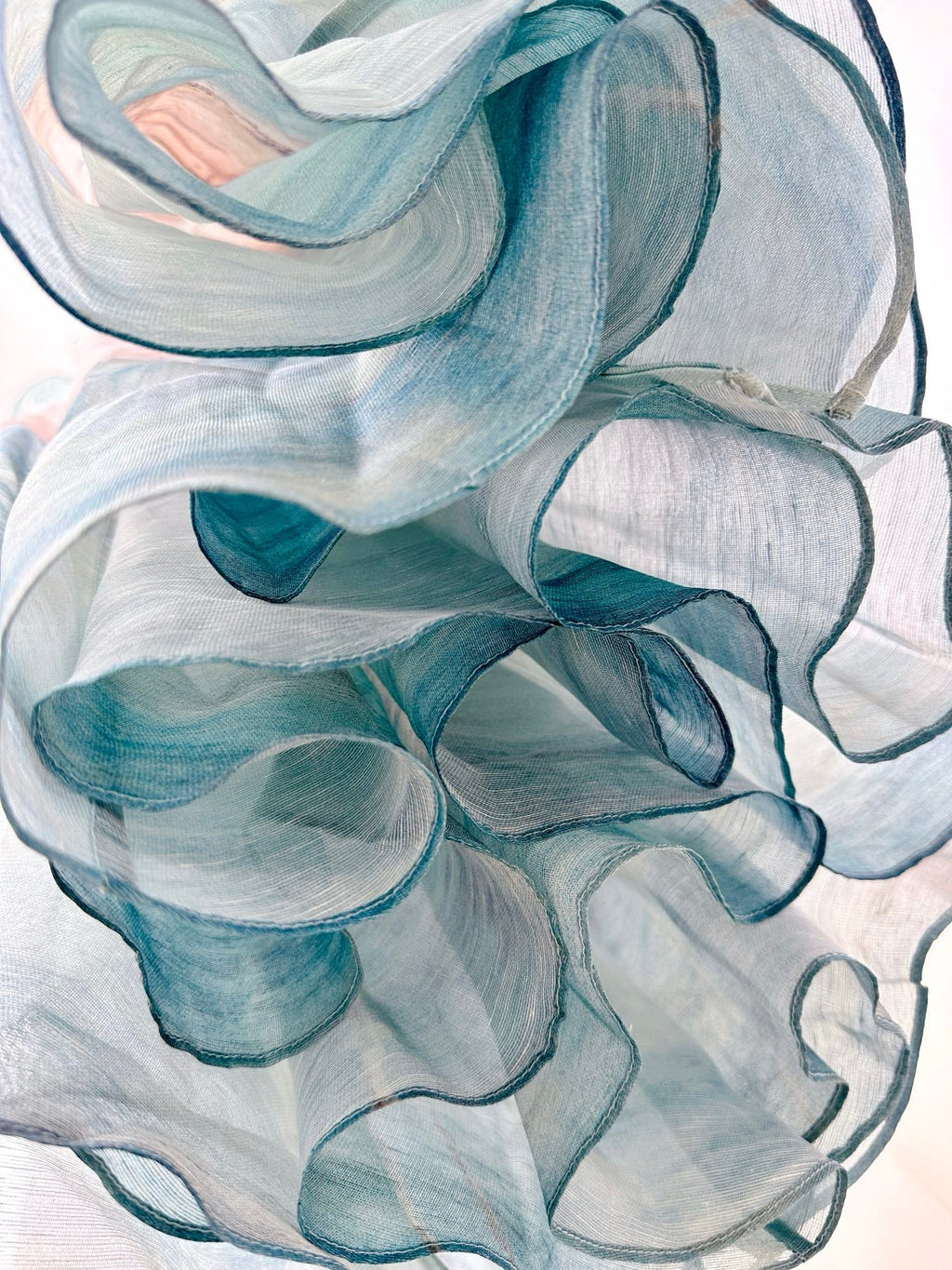 ZIMMER SILK MIDI DRESS IN PASTEL BLUE-GREEN AND LIGHT PURPLE