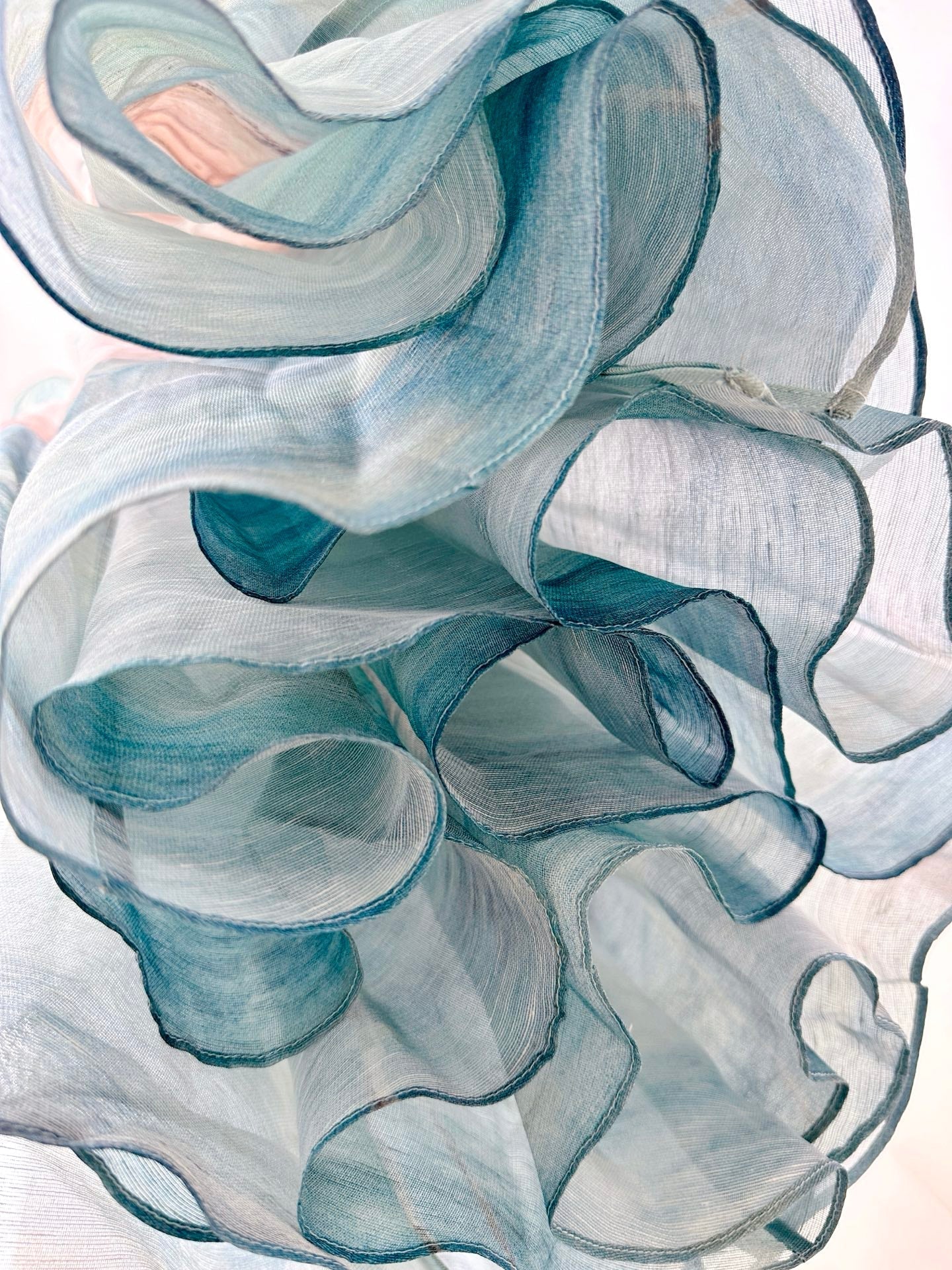 ZIMMER SILK MIDI DRESS IN PASTEL BLUE-GREEN AND LIGHT PURPLE