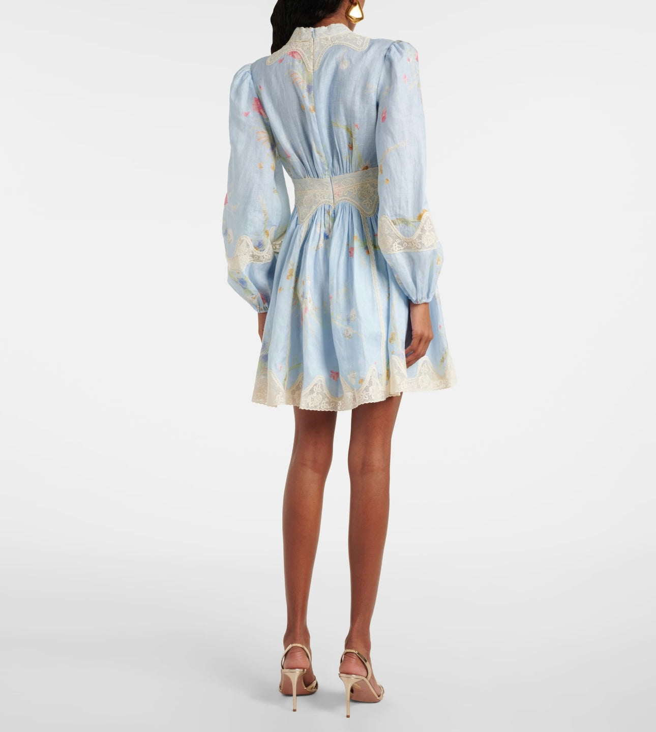 LONG-SLEEVE BLUE FLORAL DRESS