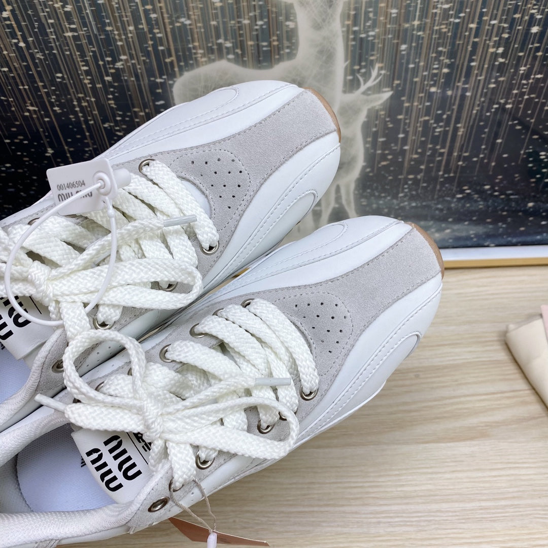 NB White and Gray Sneakers Cowhide