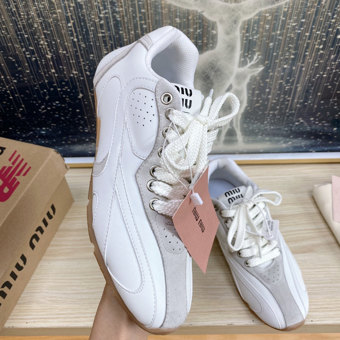 NB White and Gray Sneakers Cowhide