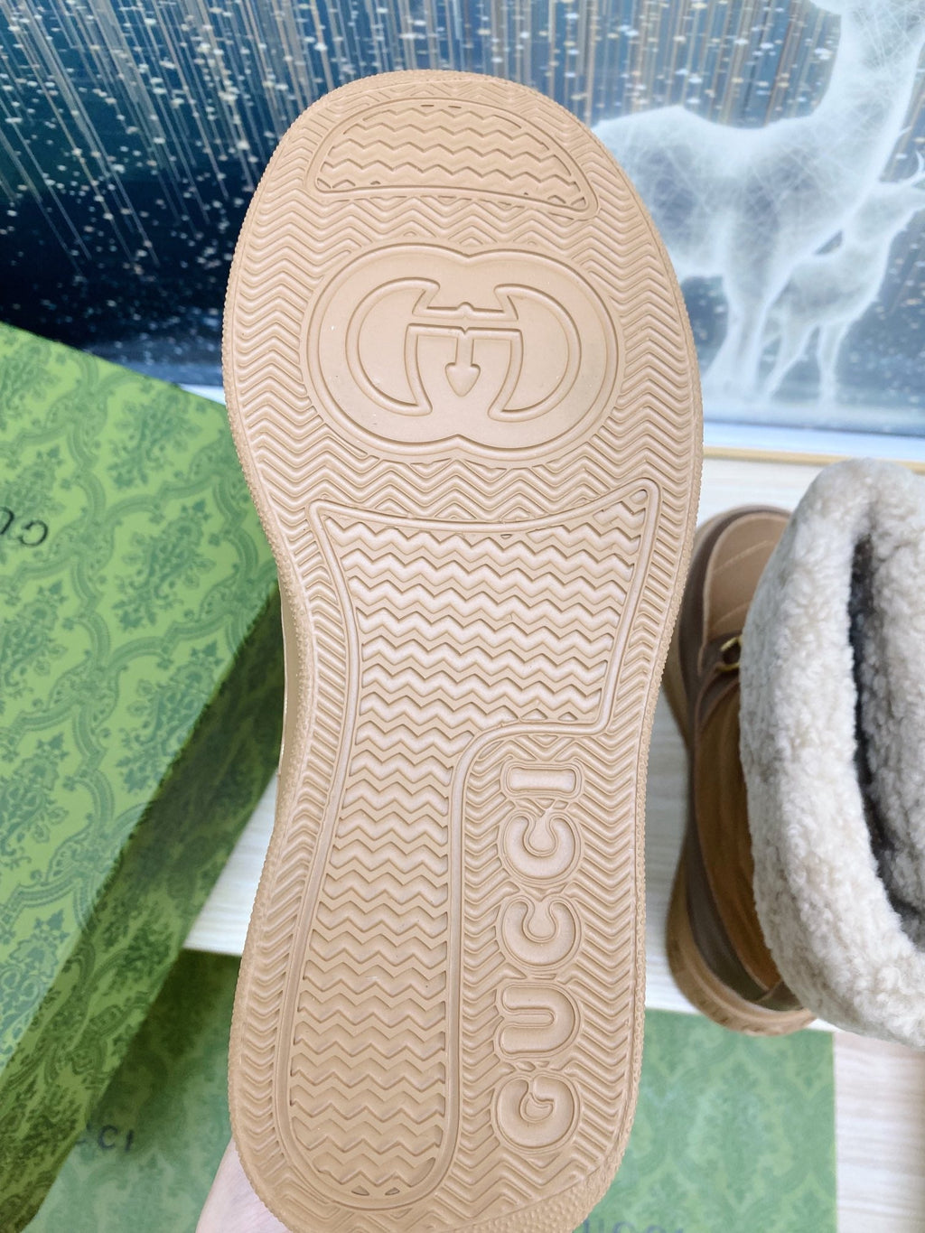 HORSEBIT ANKLE BOOTS WITH MERINO TRIM IN BROWN NYLON MIX CALFSKIN