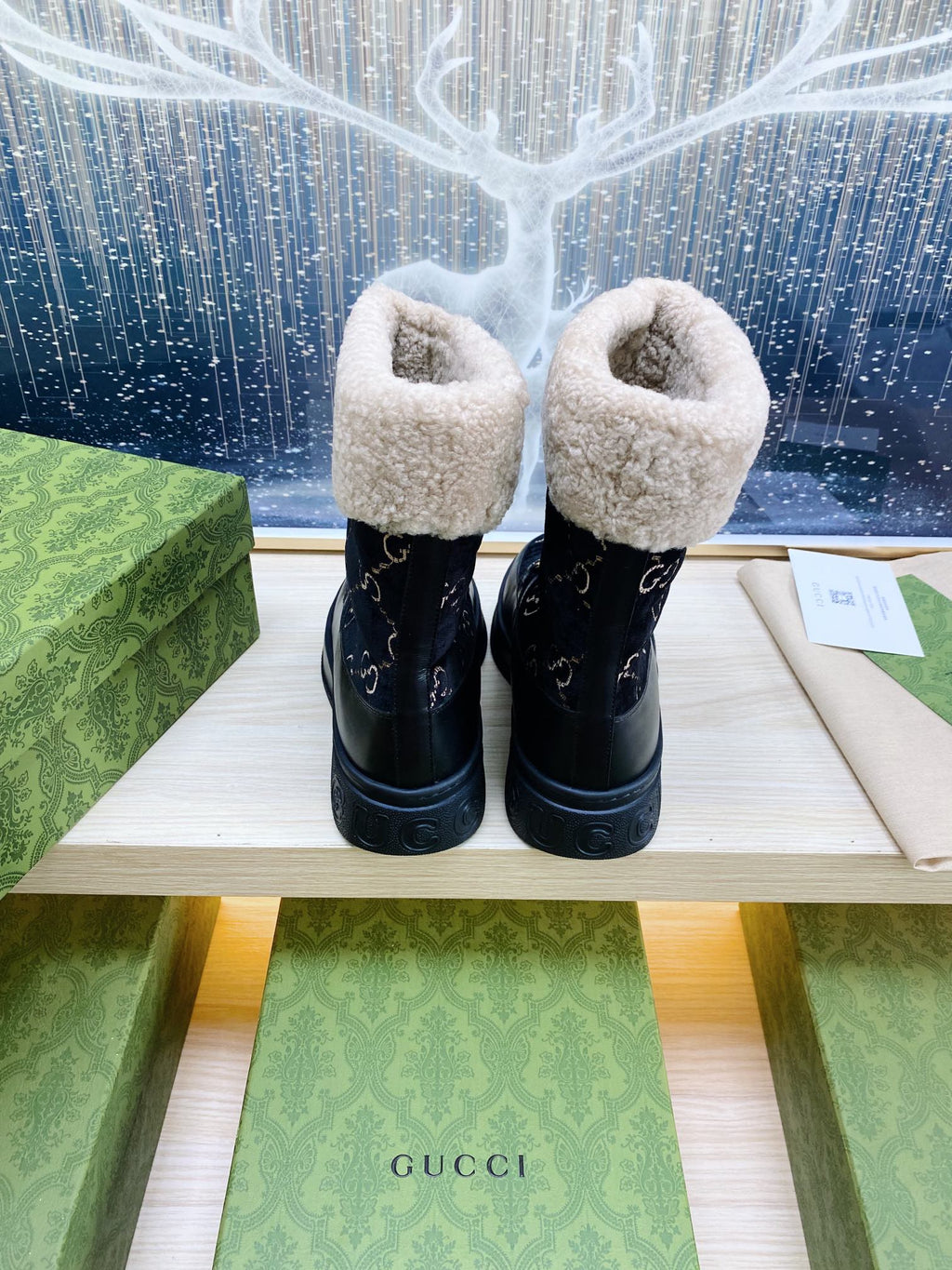 HORSEBIT ANKLE BOOTS WITH MERINO TRIM IN BLACK VELVET AND CALFSKIN