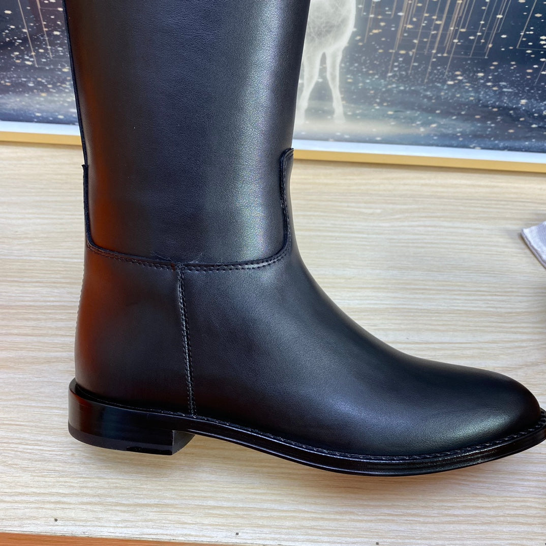 KNEE HIGH BOOTS IN BLACK CALFSKIN