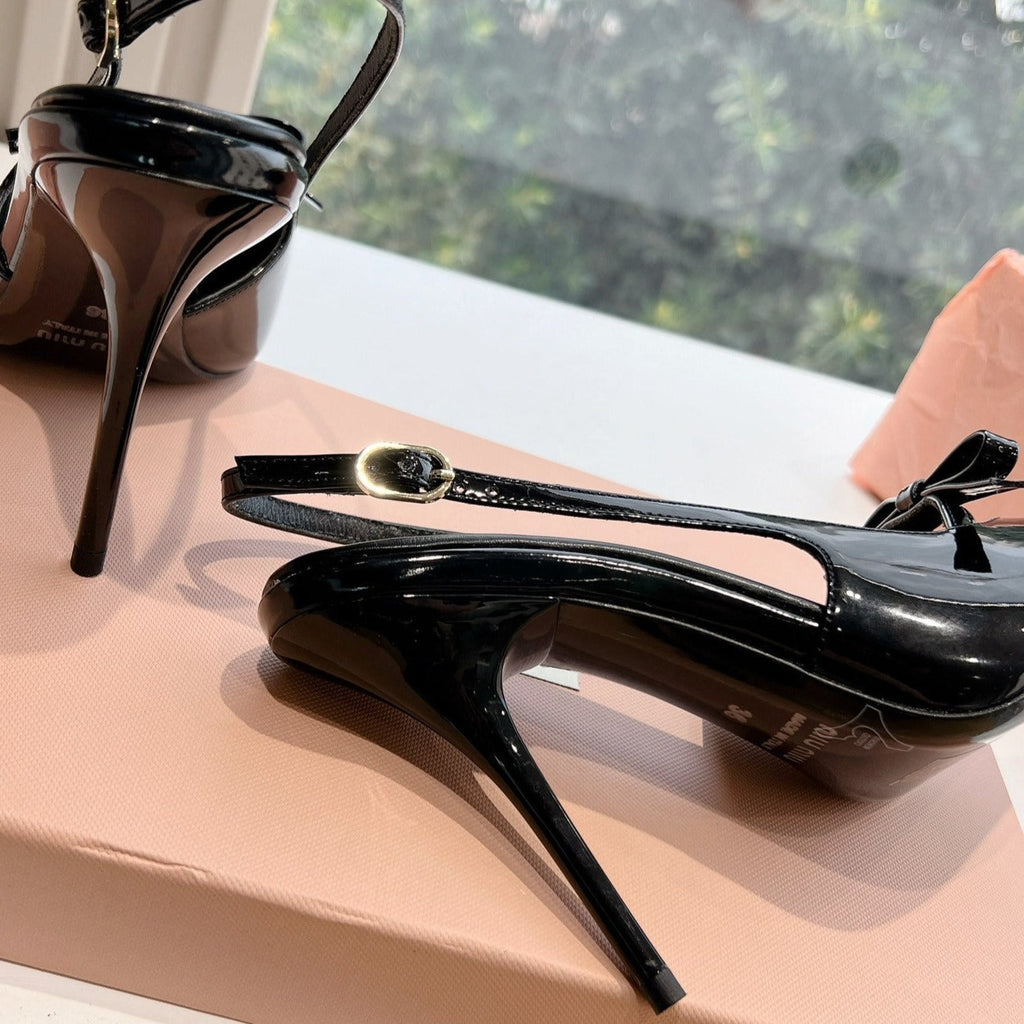 Slingback Black Imported Patent Leather