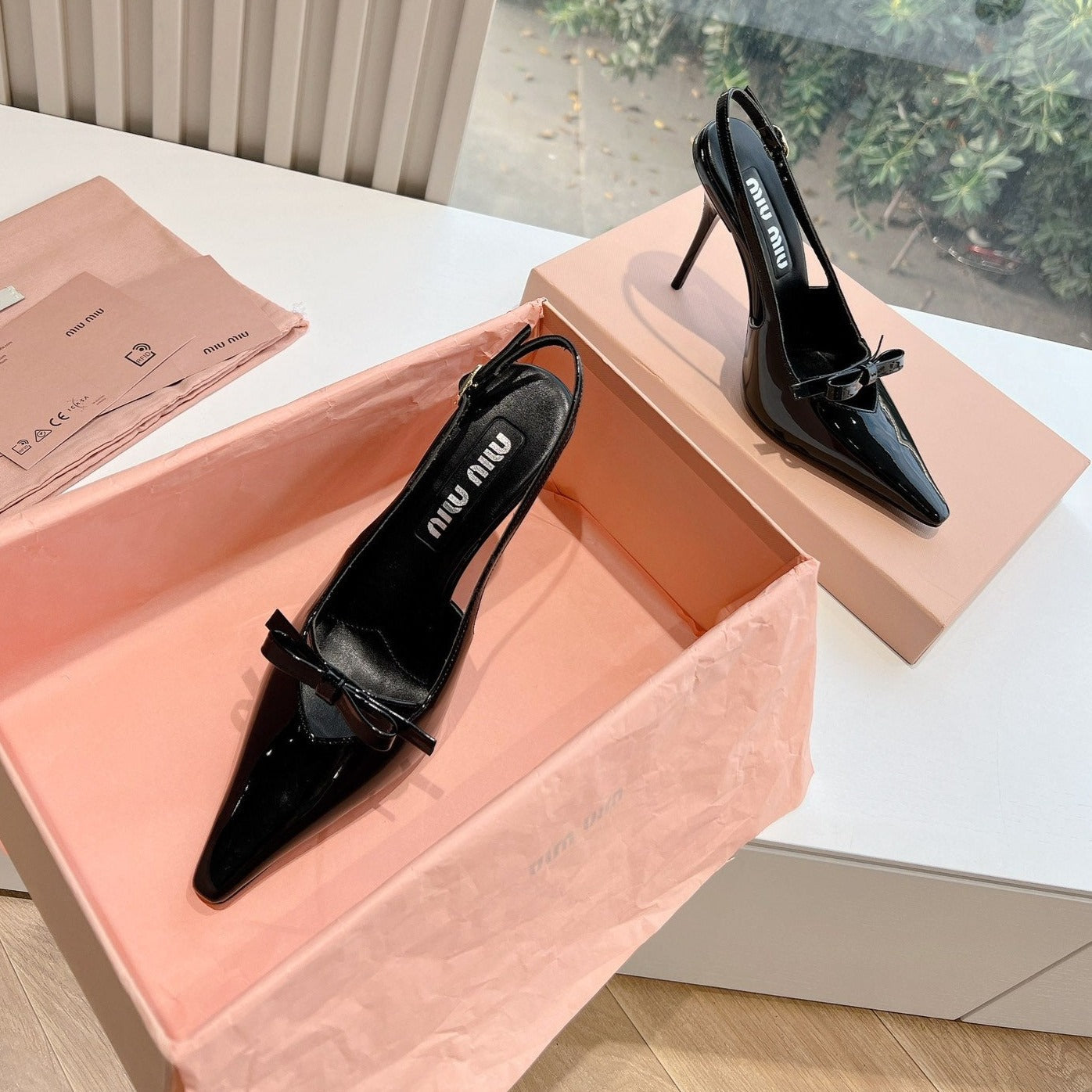 Slingback Black Imported Patent Leather