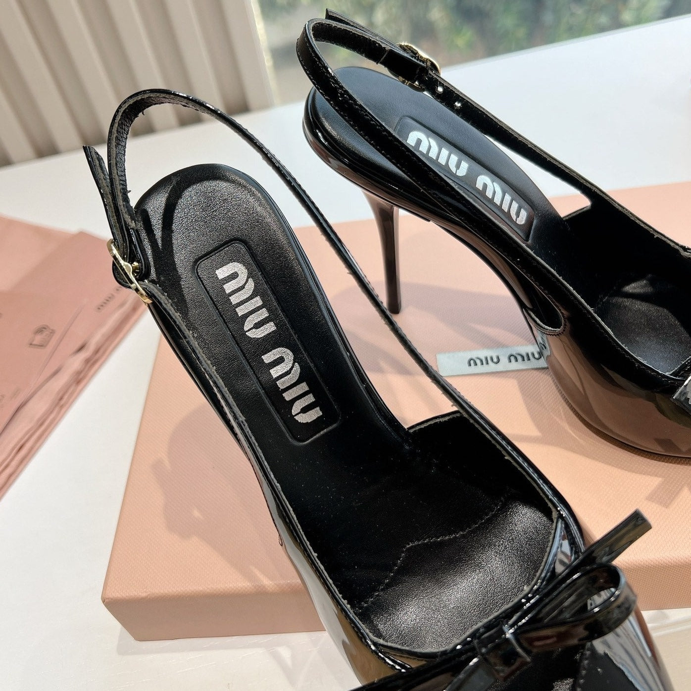 Slingback Black Imported Patent Leather
