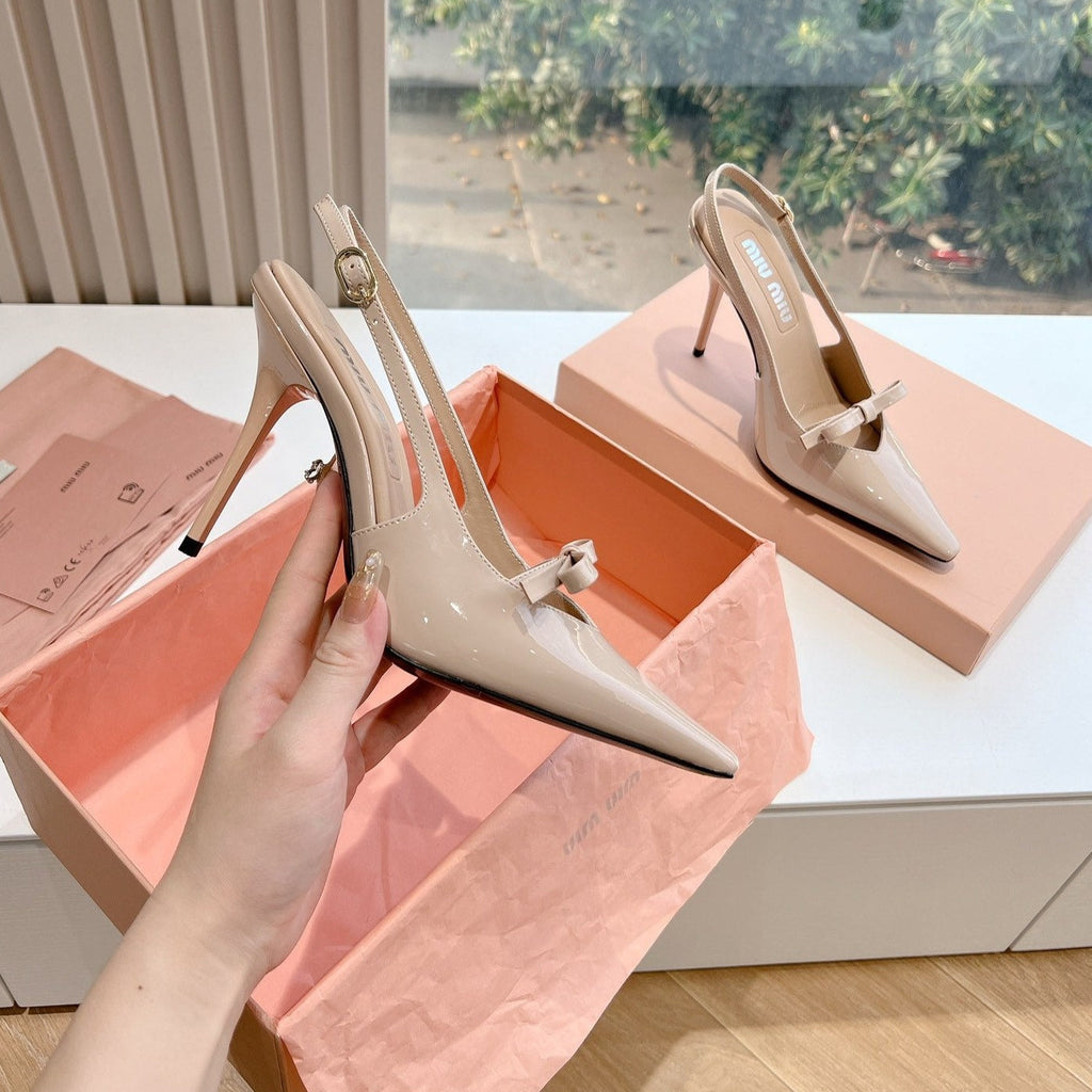 Slingback Warm Ivory Imported Patent Leather