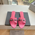 CAGOLE FLAT MULES IN FRENCH PINK CALFSKIN