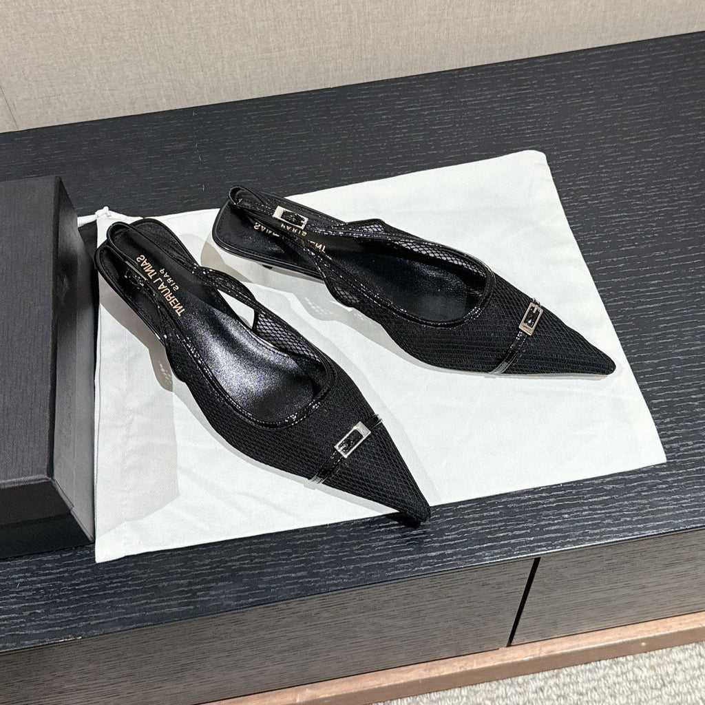 SL CHERISH BUCKLE SLINGBACK 45 BLACK MESH