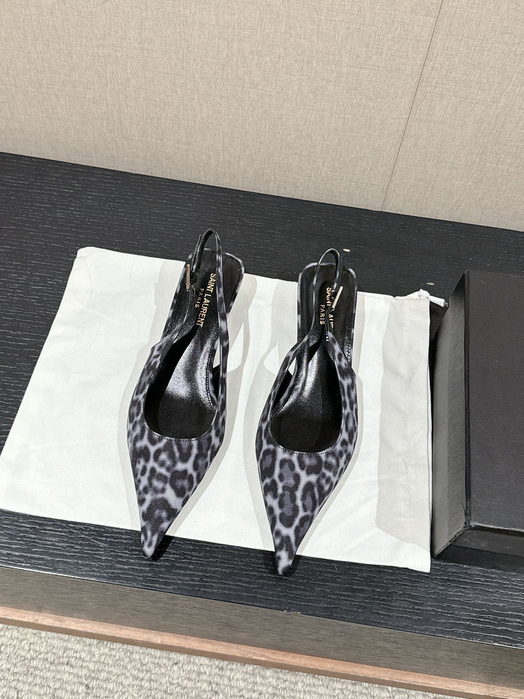 SL CHERISH LEOPARD SLINGBACK BLACK-WHITE CANVAS