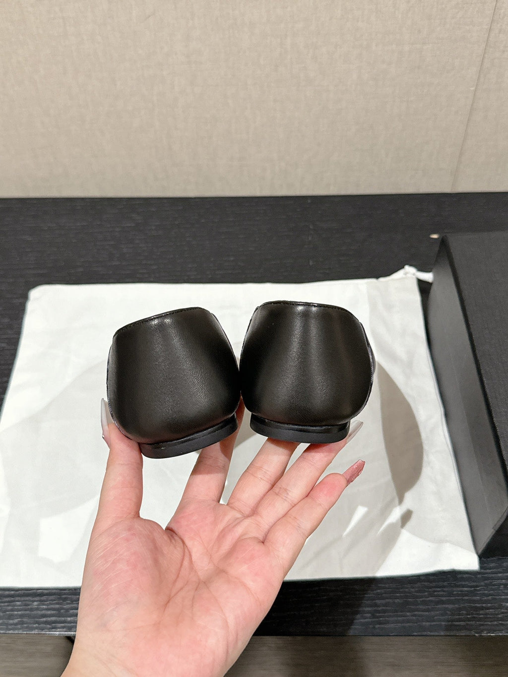 SL NOUR LEOPARD POINTED TOE BALLET BLACK CANVAS