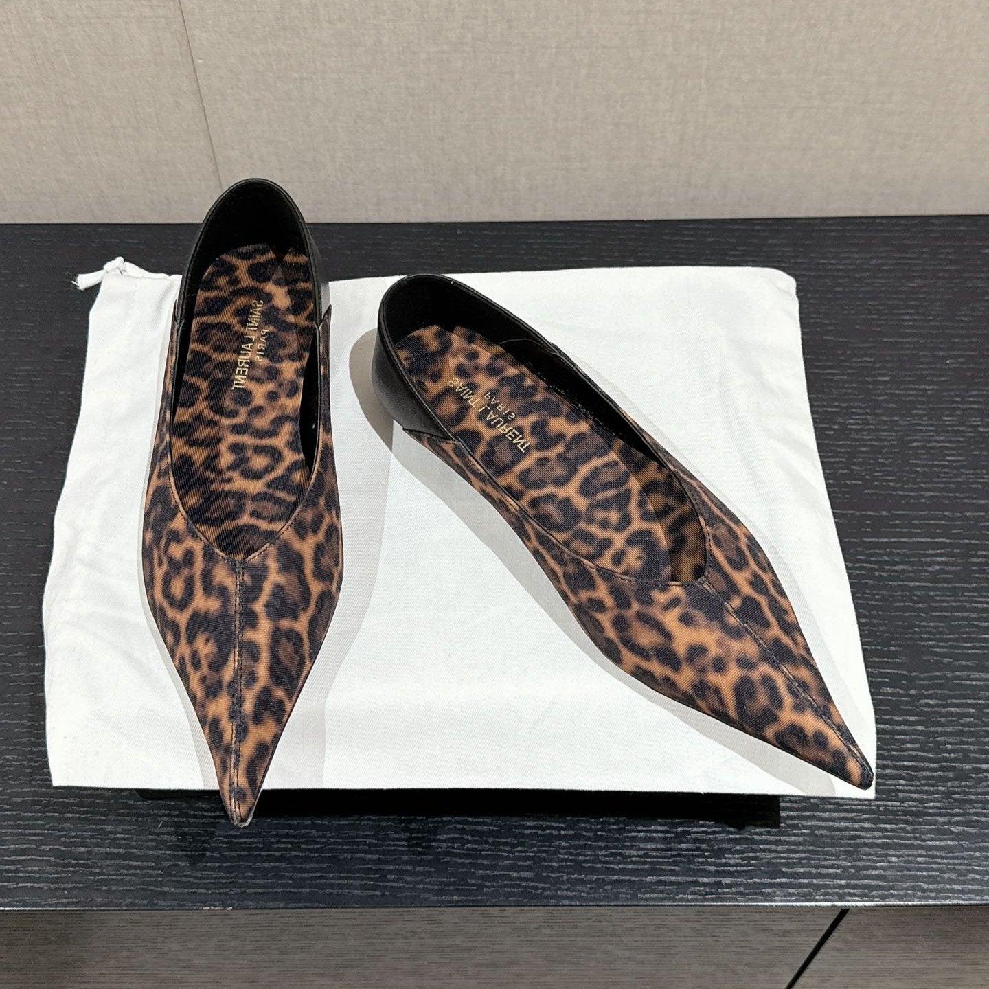 SL NOUR LEOPARD POINTED TOE BALLET AMBER CANVAS