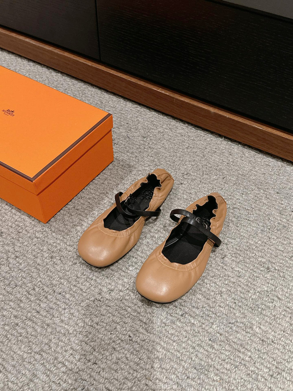 BALLERINA BALLET FLAT BRIGHT BROWN LAMBSKIN