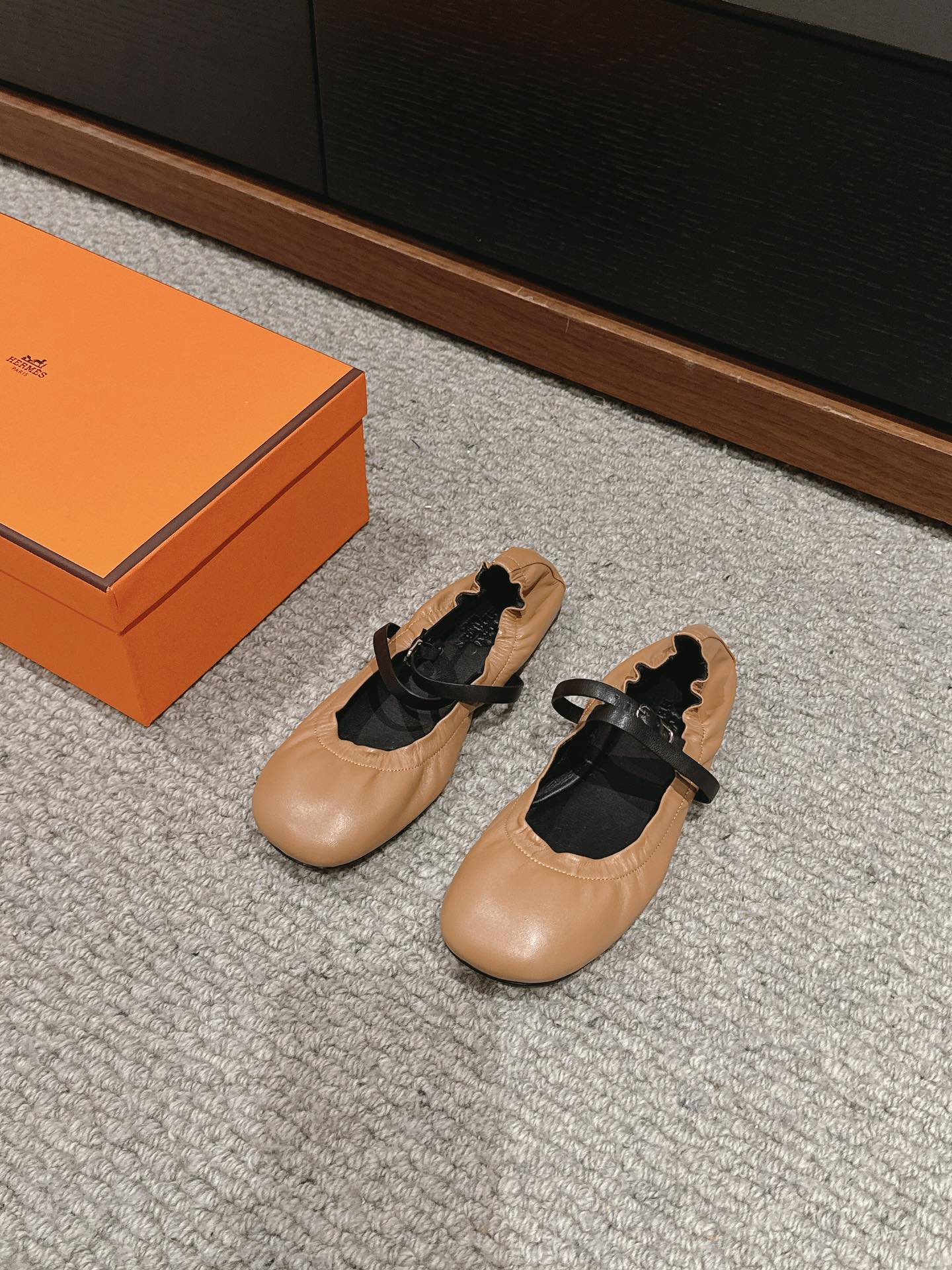 BALLERINA BALLET FLAT BRIGHT BROWN LAMBSKIN