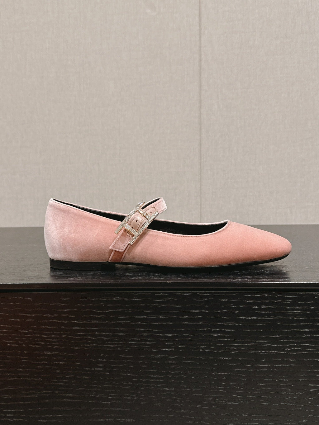 JANE BALLET FLAT PEACHY PINK VELVET