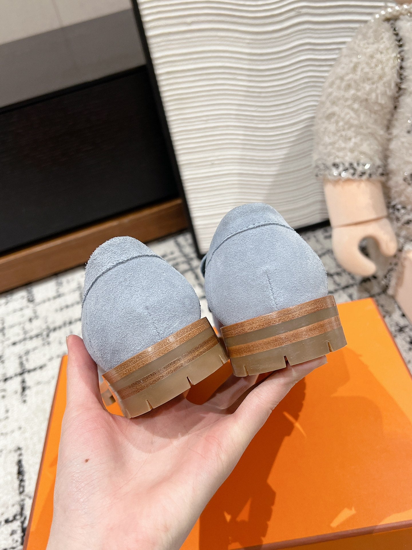 HM PARIS LOAFER IN BLUE SUEDE BLUE HARDWARE