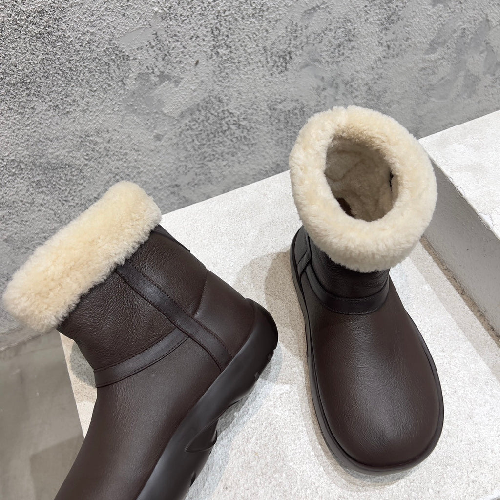 ANKLE BOOTS IN CHOCOLATE BROWN LAMBSKIN WITH SHEARLING LINING