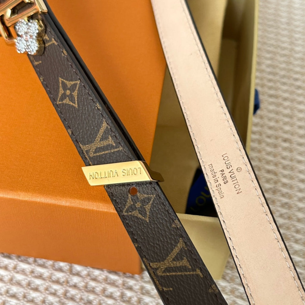 LV GRAM 20 MM REVERSIBLE BELT MONOGRAM BROWN CALFSKIN GOLD HARDWARE