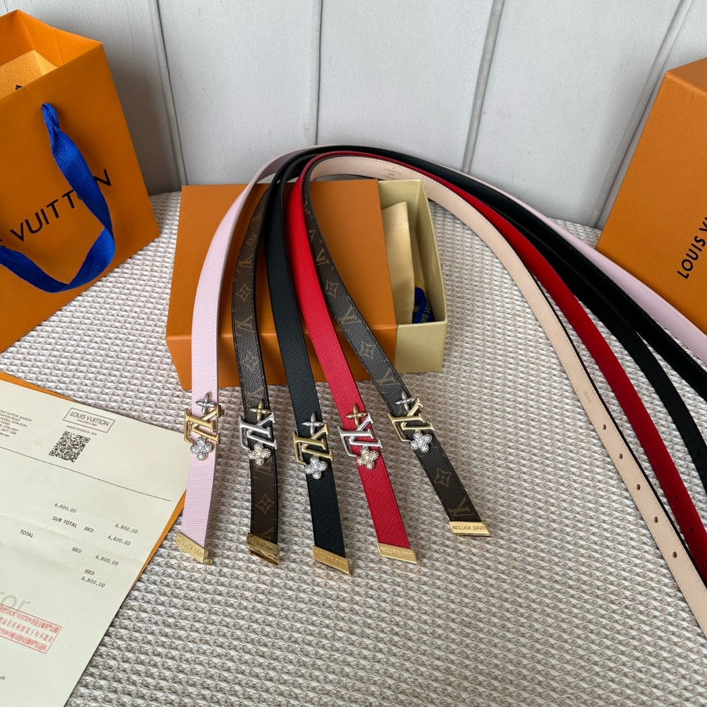 LV GRAM 20 MM REVERSIBLE BELT BLACK CALFSKIN GOLD HARDWARE