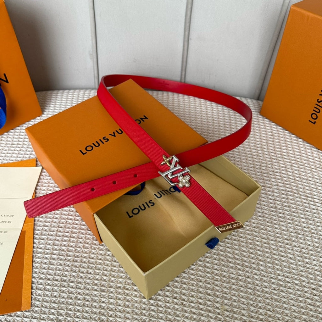 LV GRAM 20 MM REVERSIBLE BELT CHERRY RED CALFSKIN SILVER HARDWARE