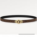 LV S-LOCK BELT 20 MM TAUPE BROWN MONOGRAM AND BLACK CALFSKIN GOLD HARDWARE