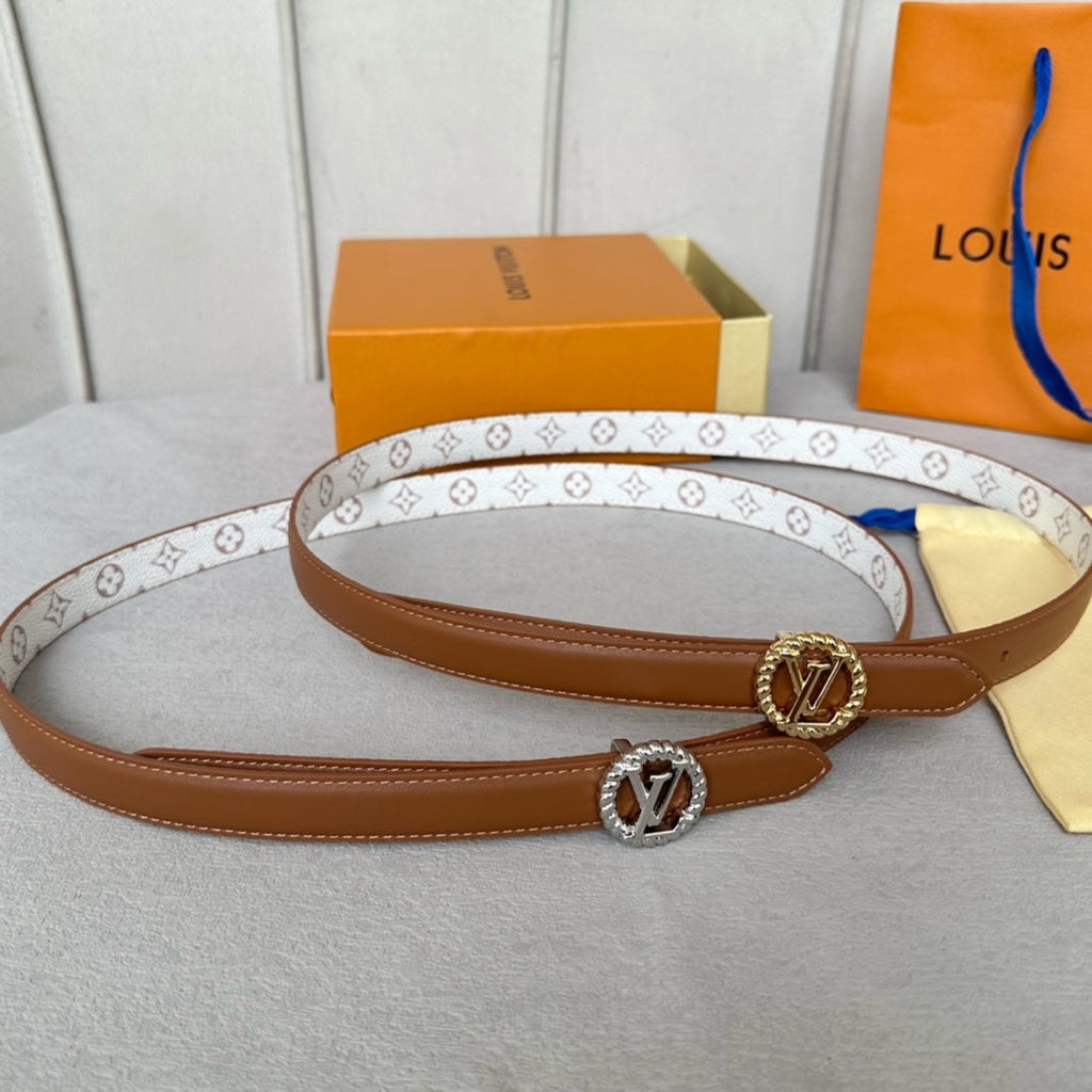 LV S-LOCK BELT 20 MM IN BRONZE BROWN CALFSKIN AND CIRCLE GOLD HARDWARE