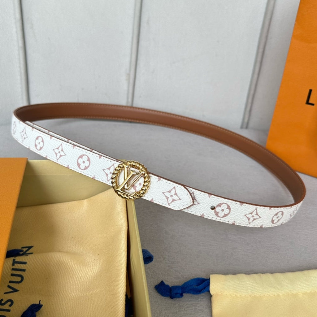 LV S-LOCK BELT 20 MM IN BRONZE BROWN CALFSKIN AND CIRCLE GOLD HARDWARE