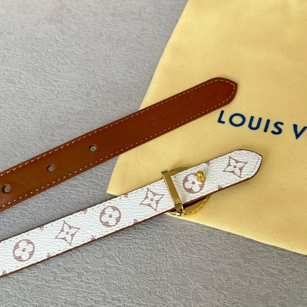 LV S-LOCK BELT 20 MM IN BRONZE BROWN CALFSKIN AND CIRCLE GOLD HARDWARE