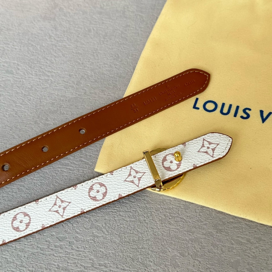 LV S-LOCK BELT 20 MM IN BRONZE BROWN CALFSKIN AND CIRCLE GOLD HARDWARE