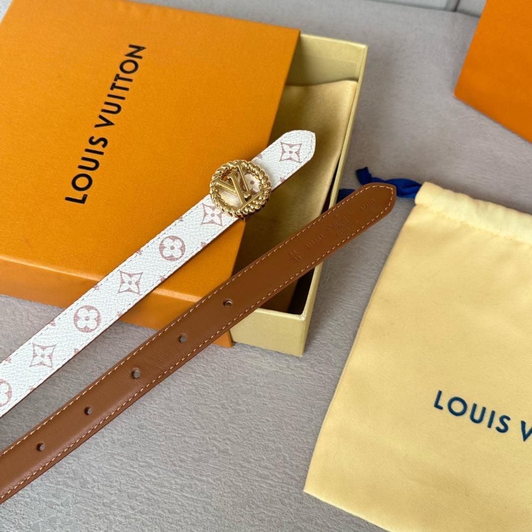 LV S-LOCK BELT 20 MM IN BRONZE BROWN CALFSKIN AND CIRCLE GOLD HARDWARE