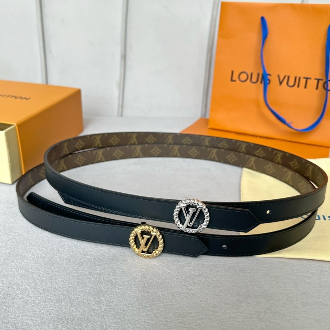 LV S-LOCK BELT 20 MM IN BLACK CALFSKIN AND CIRCLE GOLD HARDWARE