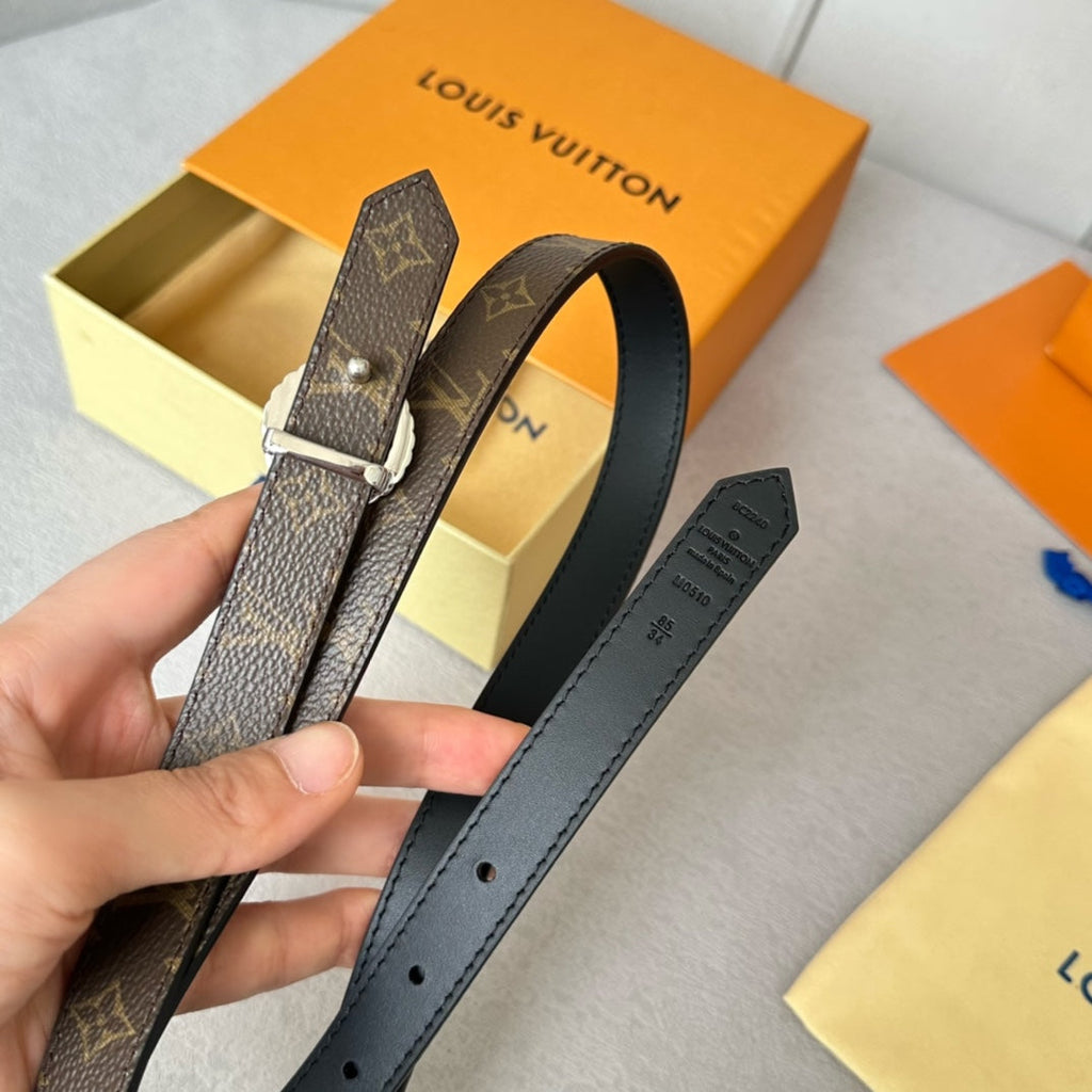 LV S-LOCK BELT 20 MM IN BLACK CALFSKIN AND CIRCLE SILVER HARDWARE