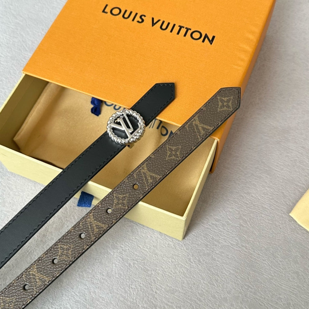 LV S-LOCK BELT 20 MM IN BLACK CALFSKIN AND CIRCLE SILVER HARDWARE